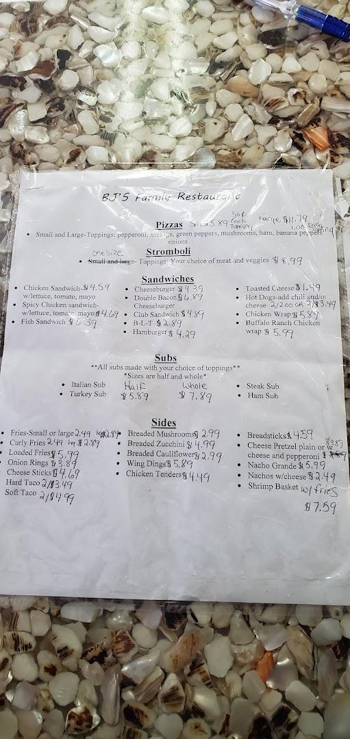 BJ's Family Restaurant Menu
